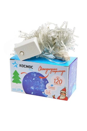 Гирлянда светодиодная "Шнур" Космос KOC_GIR120LED_B Синия 220В 120шт/м IP20 12,8м картинка 